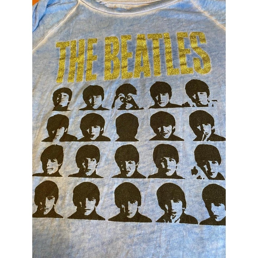 Beatles Band T Shirt Lightweight Glitter Lettering 2013 Vintage 3/4 Sleeve sku53 - Picture 2 of 6